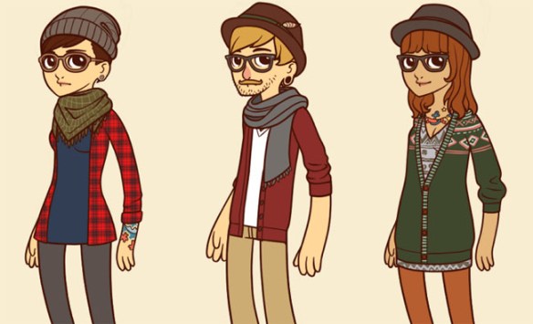 Cartoon-hipster