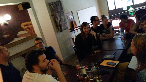 After a few rounds of word chain, we are introducing ourselves and answering the warm-up question "The birth of what invention would you witness if you could travel back in time?"